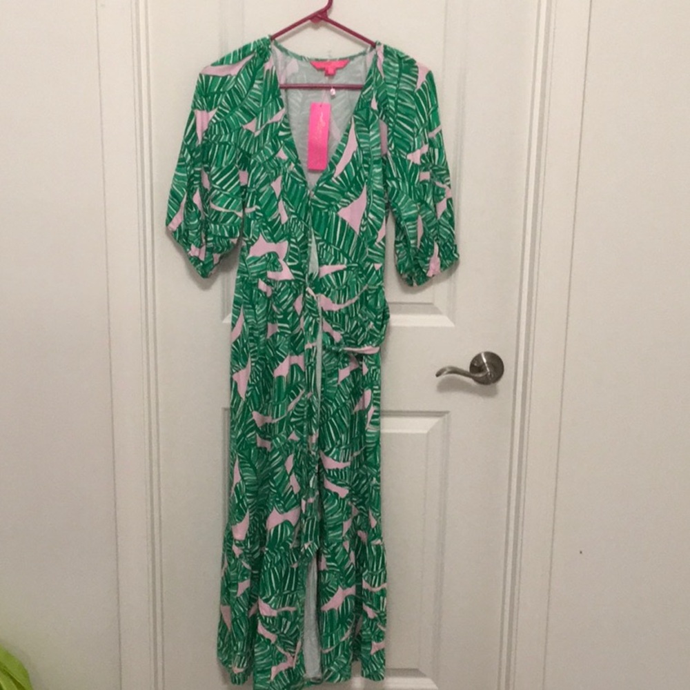Lilly Pulitzer Pink and Green Leaf Dress